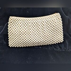 1950s Hand Beaded Faux Pearls Clutch Bag By Josef - Made In Japan